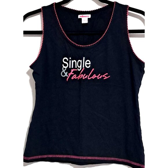 Y2K Baby T Single & Fabulous Black Tank Top By Dollhouse Medium - Picture 9 of 10